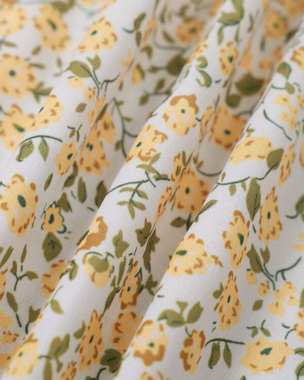 Yellow Round Neck Floral Midi Dress - Image 8