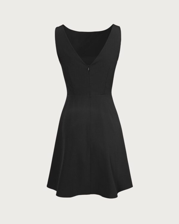 Black Boat Neck High Waisted Mini Dress - Image 6